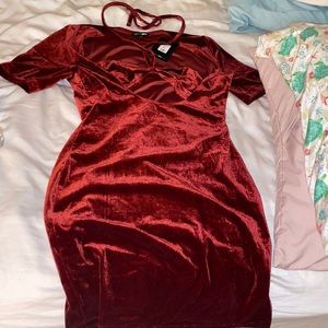 fashion nova velour red dress size large 🍓